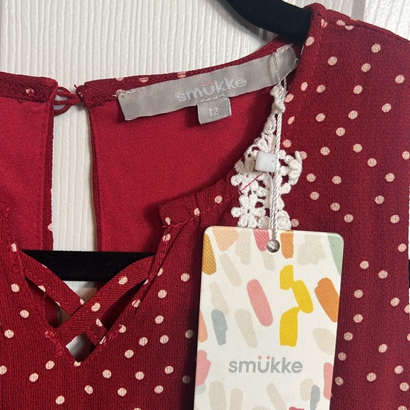 NWT Girls Romper Red with pockets and white polka dots size L 12 - Picture 2 of 5